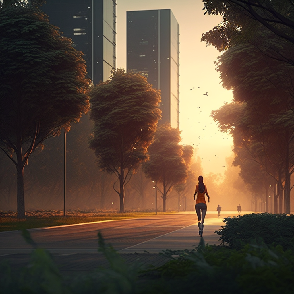 AI Midjourney Prompt for People - City Runner at Sunrise