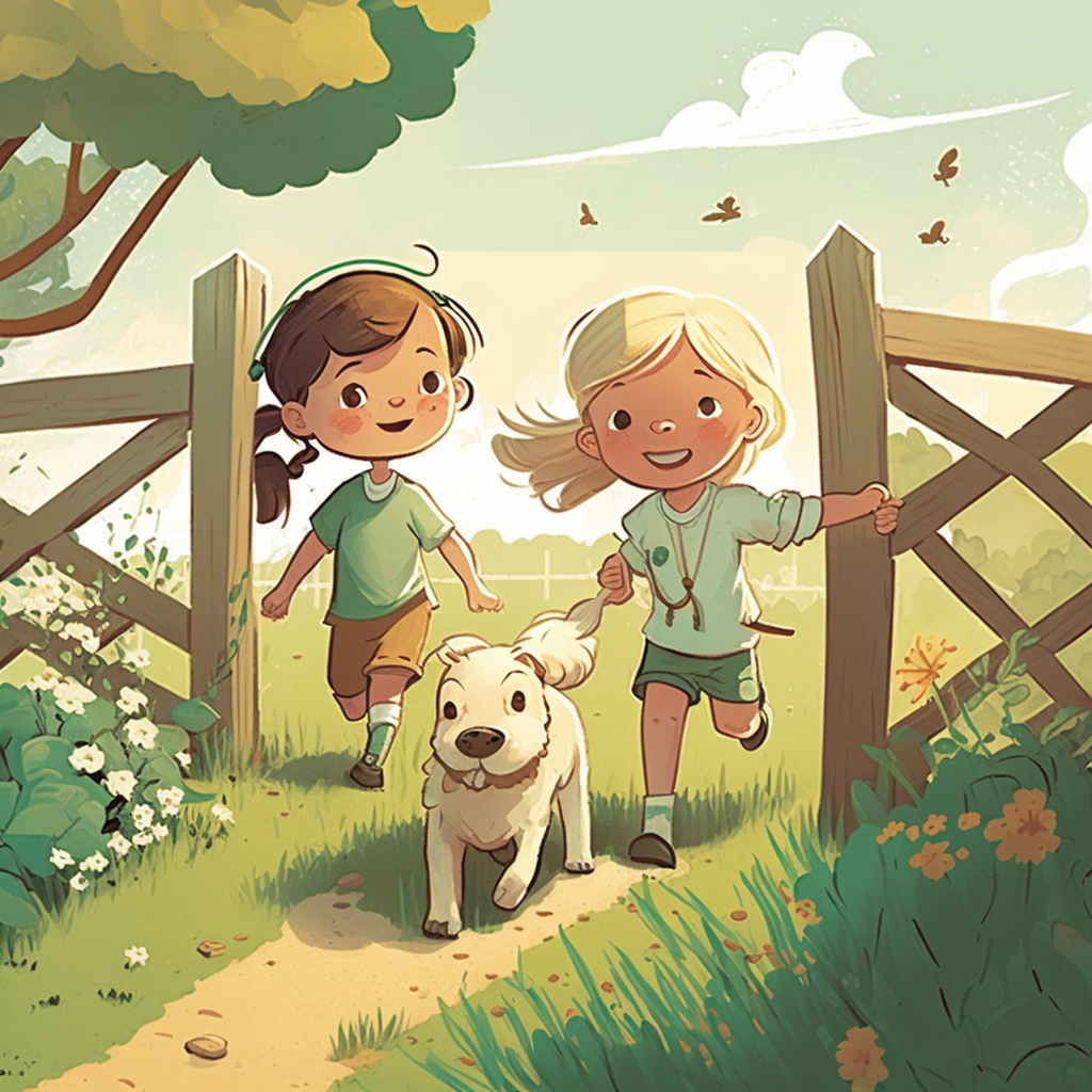 AI Midjourney Prompt for Storybook Illustrations -  Kids and Dogs