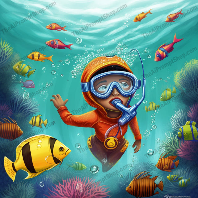 AI Midjourney Prompt for C193 - Storybook Illustrations - Scuba Watercolor Illustration