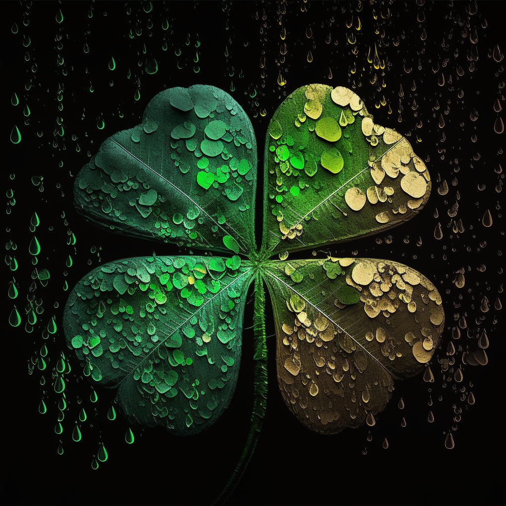 AI Midjourney Prompt for St Patricks Day - Four leaf clover