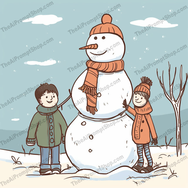 AI Midjourney Prompt for C139 - Storybook Illustrations - Snowman Friends Forever