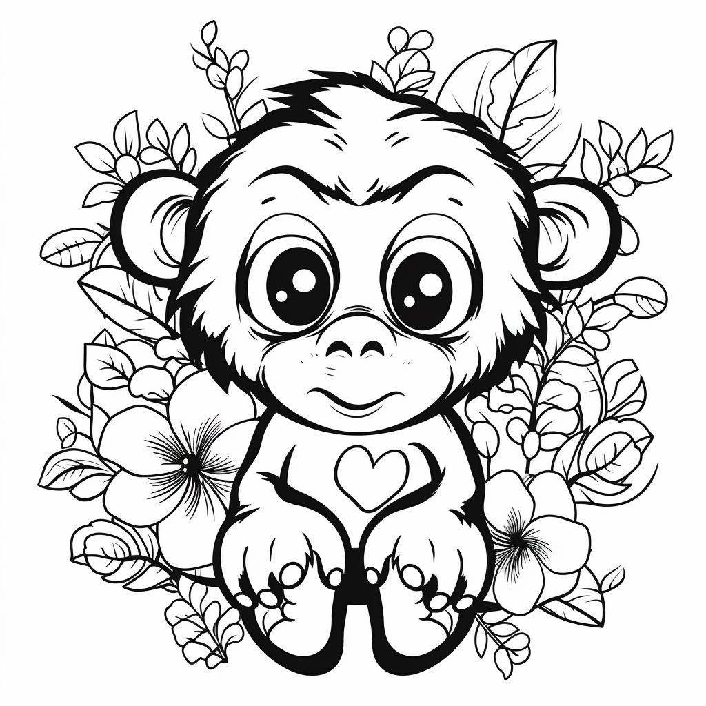 AI Midjourney Prompt for Coloring Page - Baby Animal Love