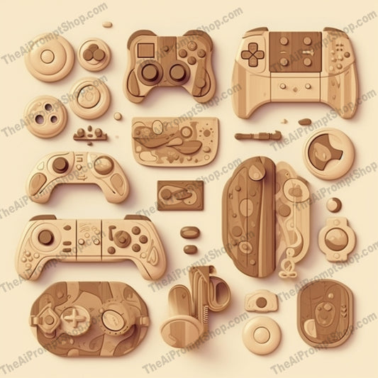 AI Midjourney Prompt for Nature-Inspired Wooden Game Controls