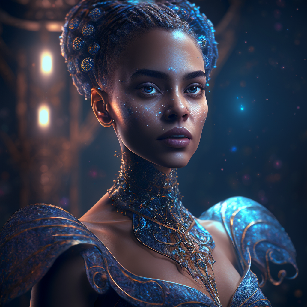 AI Midjourney Prompt for People - Realistic Fantasy Woman in Gown