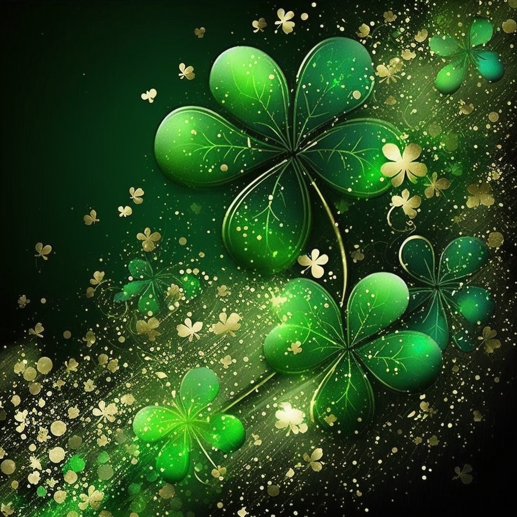 AI Midjourney Prompt for St Patricks Day - Glittery Clovers