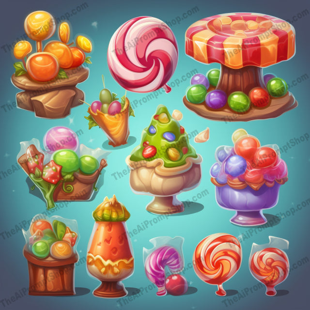 AI Midjourney Prompt for Candy Icons Set