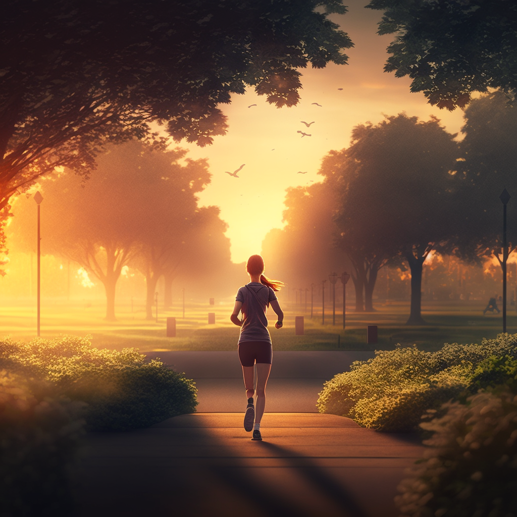 AI Midjourney Prompt for People - City Runner at Sunrise