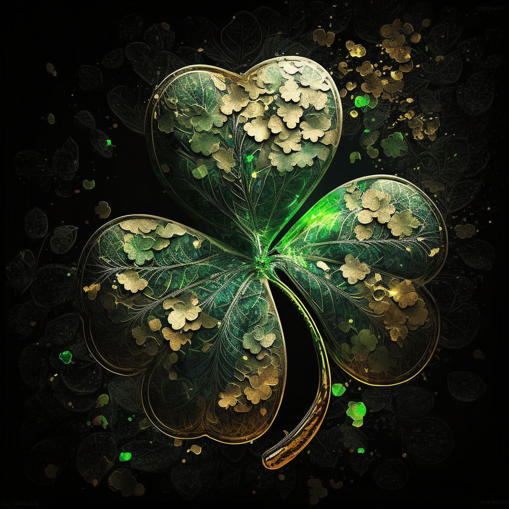 AI Midjourney Prompt for St Patricks Day - Four leaf clover