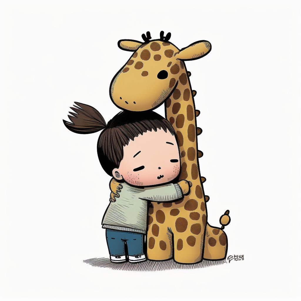 AI Midjourney Prompt for Animal - Child Hugging Animal Storybook Illustrations