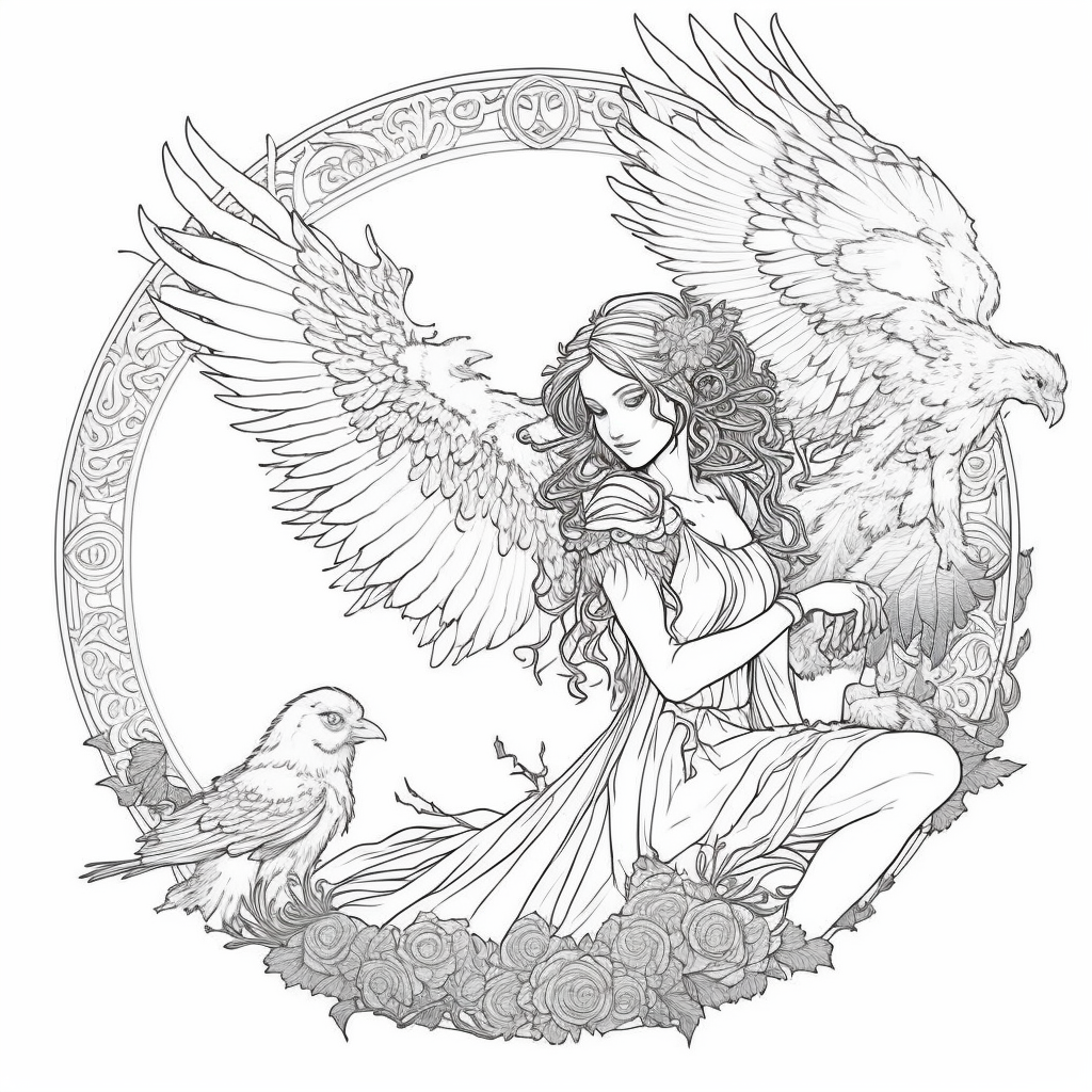 AI Midjourney Prompt for Coloring Pages - Detailed Fantasy Coloring Page