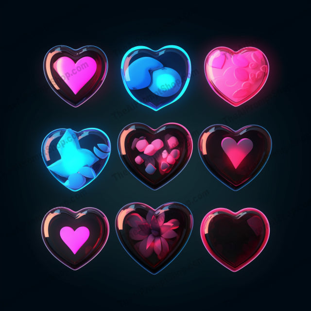 AI Midjourney Prompt for Animated Glass Heart Stickers