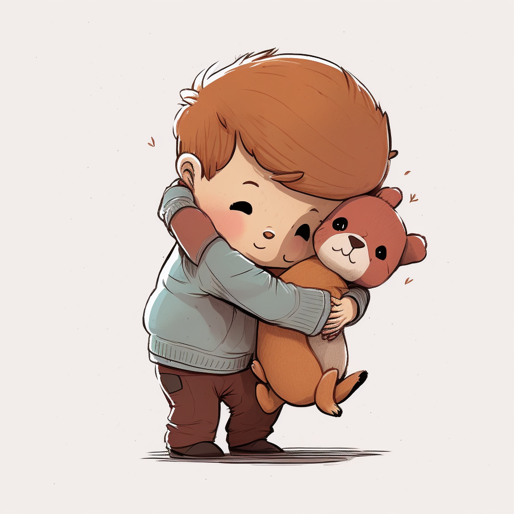 AI Midjourney Prompt for Animal - Child Hugging Animal Storybook Illustrations