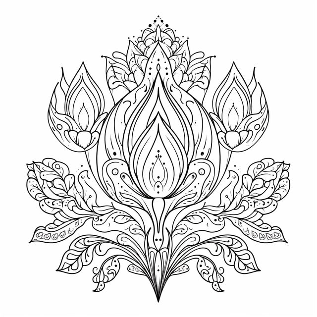 AI Midjourney Prompt for Decorative Flower Doodle Coloring