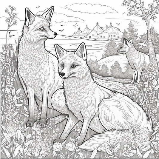 AI Midjourney Prompt for Countryside Graphic Animal Coloring