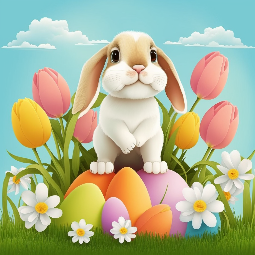 AI Midjourney Prompt for Easter - Cute Garden Bunny