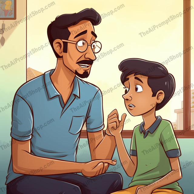 AI Midjourney Prompt for C199 - Storybook Illustrations - Indian Pop Culture Dad