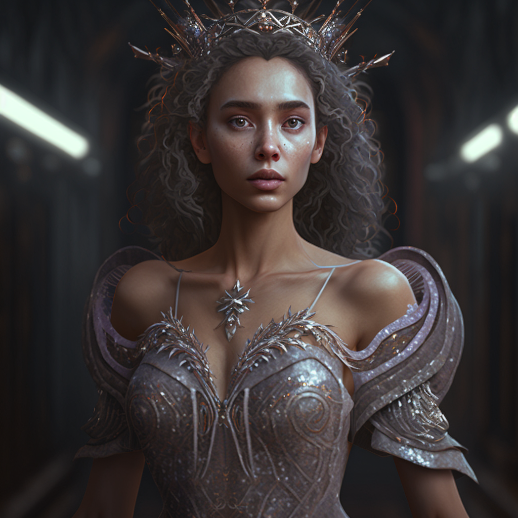 AI Midjourney Prompt for People - Realistic Fantasy Woman in Gown