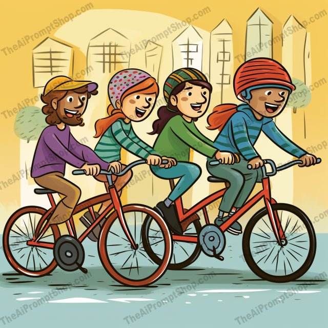 AI Midjourney Prompt for C152 - Storybook Illustrations - Bicycle Riders: Vector Illustration