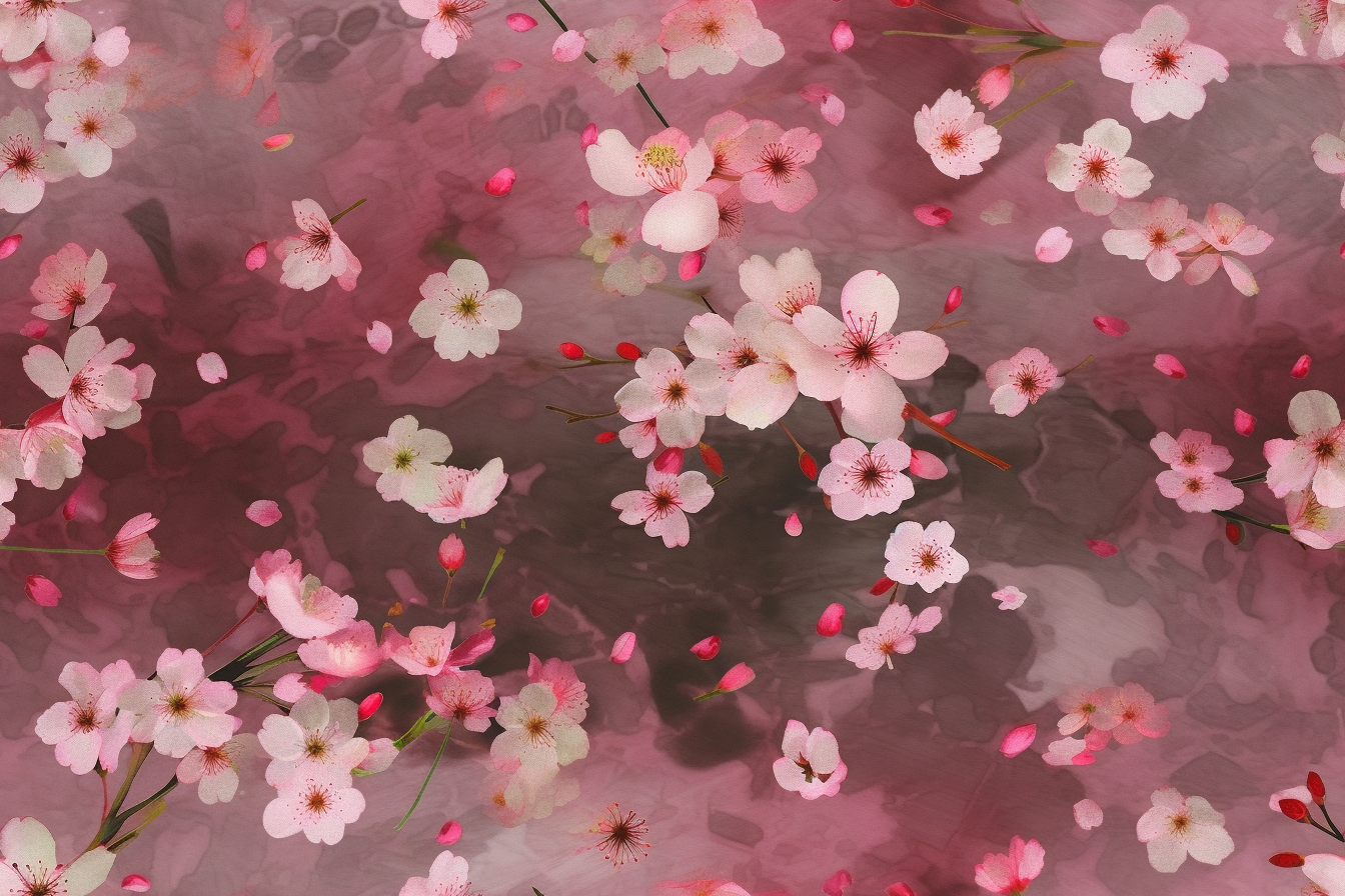 AI Midjourney Prompt for Pattern - scattered Cherry Blossoms