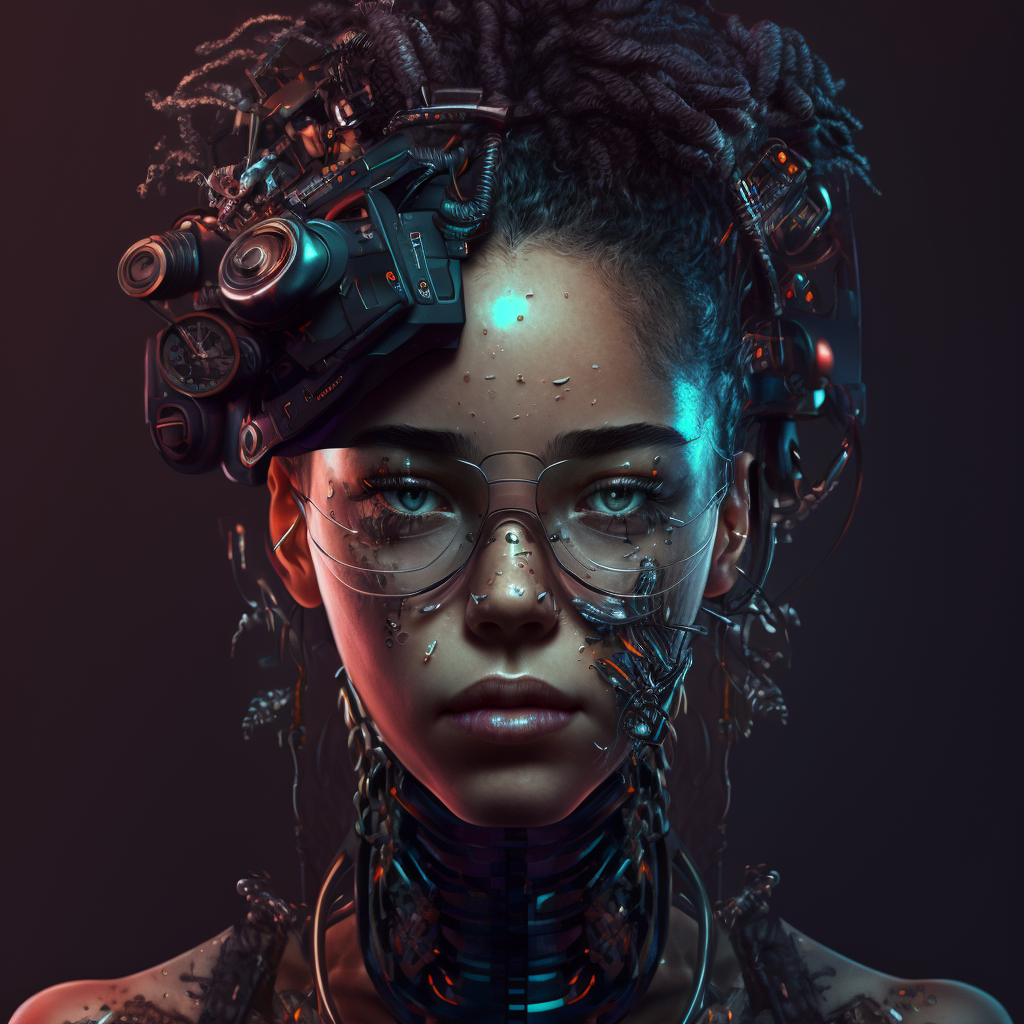 AI Midjourney Prompt for People - Cyberpunk Aesthetic Portrait