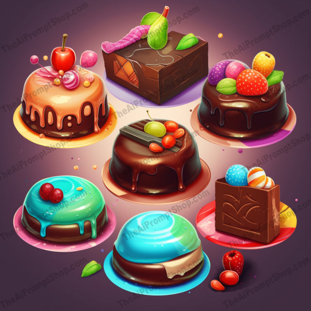 AI Midjourney Prompt for Chocolate Desserts in 2D Game Style