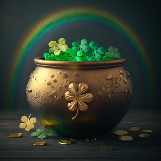 AI Midjourney Prompt for St Patricks Day - Rainbow Shamrocks