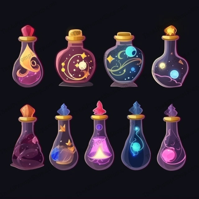 AI Midjourney Prompt for Sailor Moon Style Magic Bottles