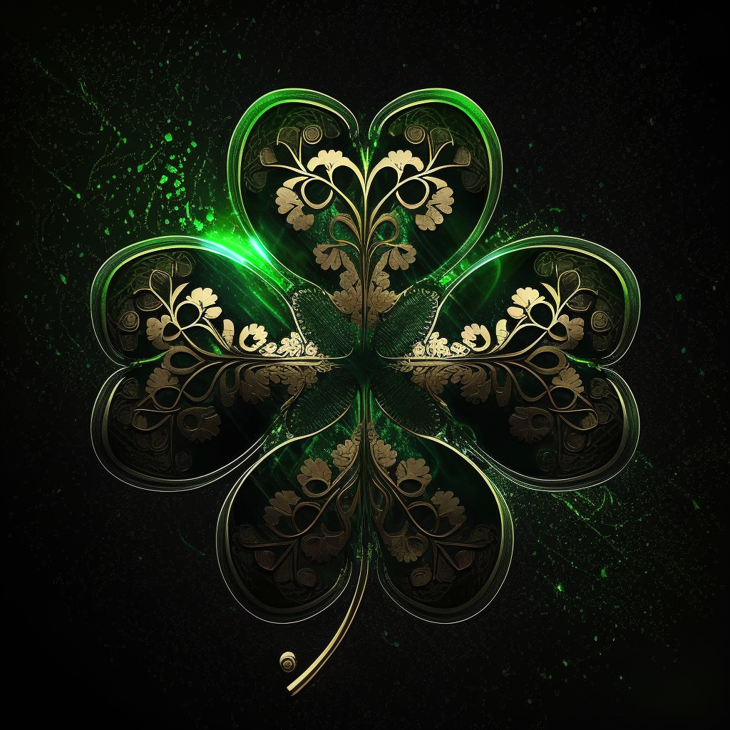 AI Midjourney Prompt for St Patricks Day - Four leaf clover