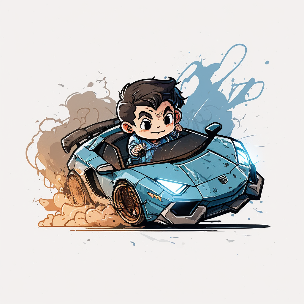 AI Midjourney Prompt for Illustration - Clean Design of a Kid in a Lamborghini