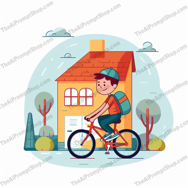 AI Midjourney Prompt for C245 - Storybook Illustrations - Bike with House