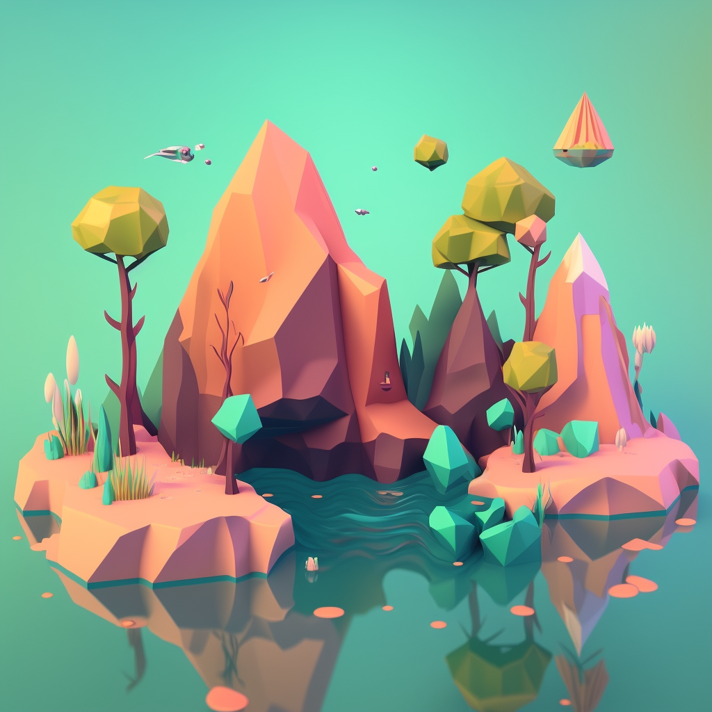 AI Midjourney Prompt for Illustration - Colorful Polyworld