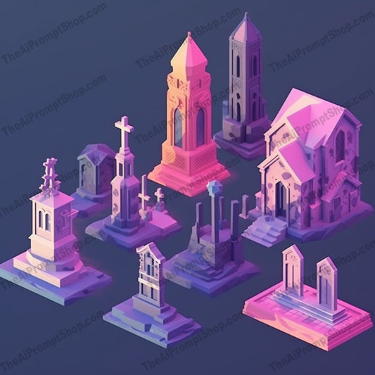 AI Midjourney Prompt for Miniature and Bold Ghost and Grave Icons