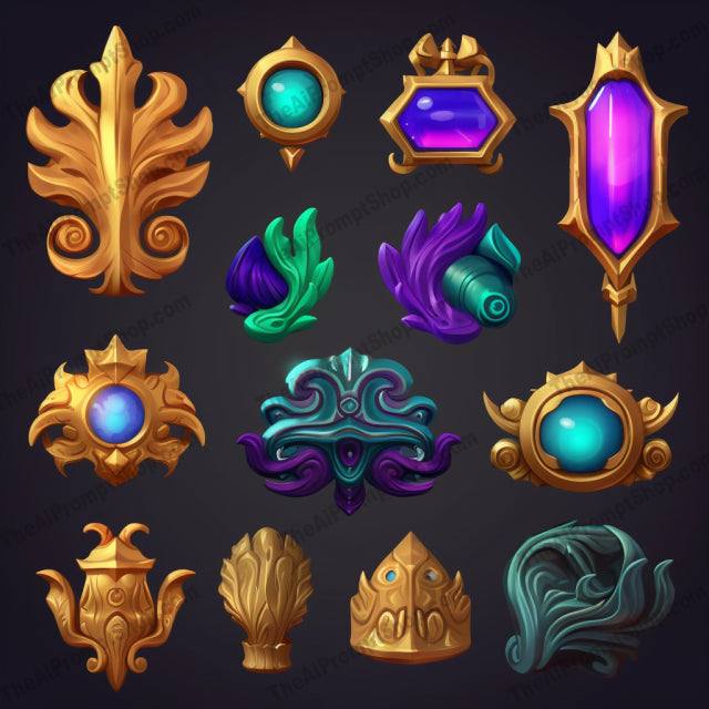 AI Midjourney Prompt for Fantasy Realism Icon Set