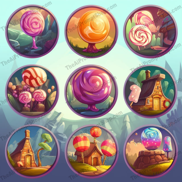 AI Midjourney Prompt for Candy Icons Set