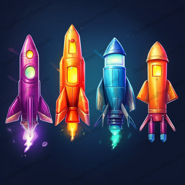 AI Midjourney Prompt for Colorful Cartoon Rockets