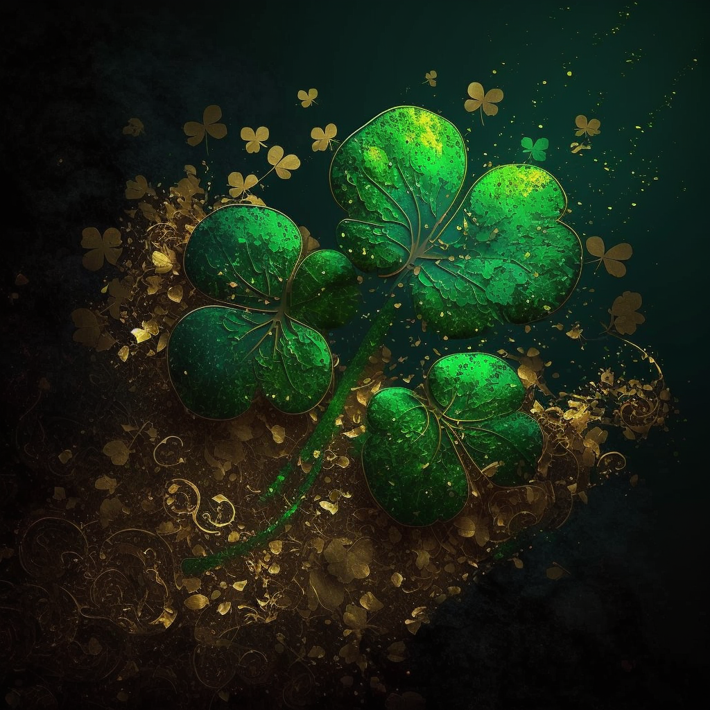 AI Midjourney Prompt for St Patricks Day - Glittery Clovers