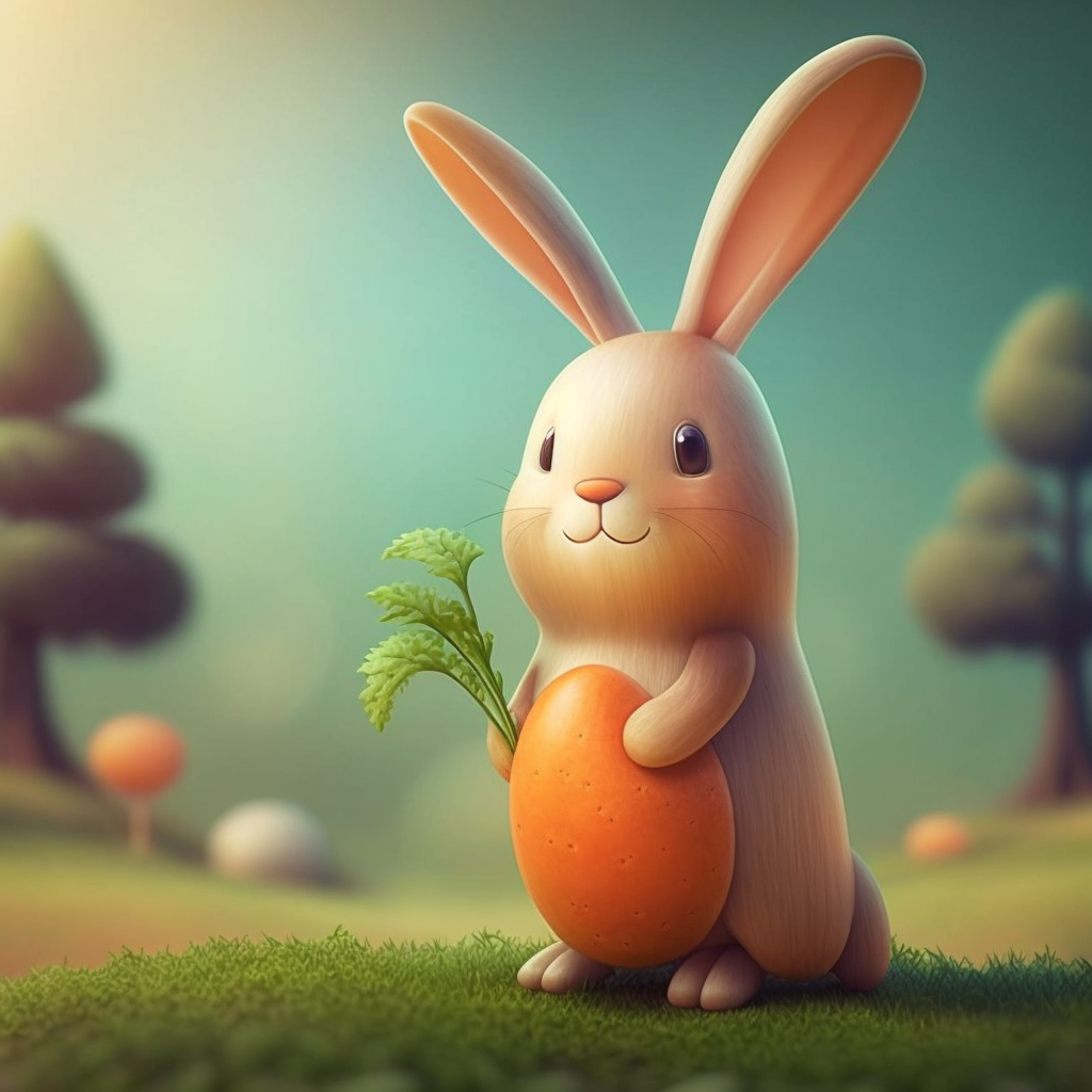 AI Midjourney Prompt for Easter - Cartoonish Carrot Bunny