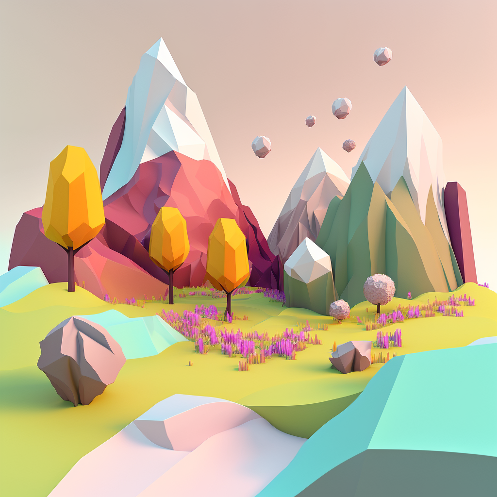 AI Midjourney Prompt for Illustration - Colorful Polyworld