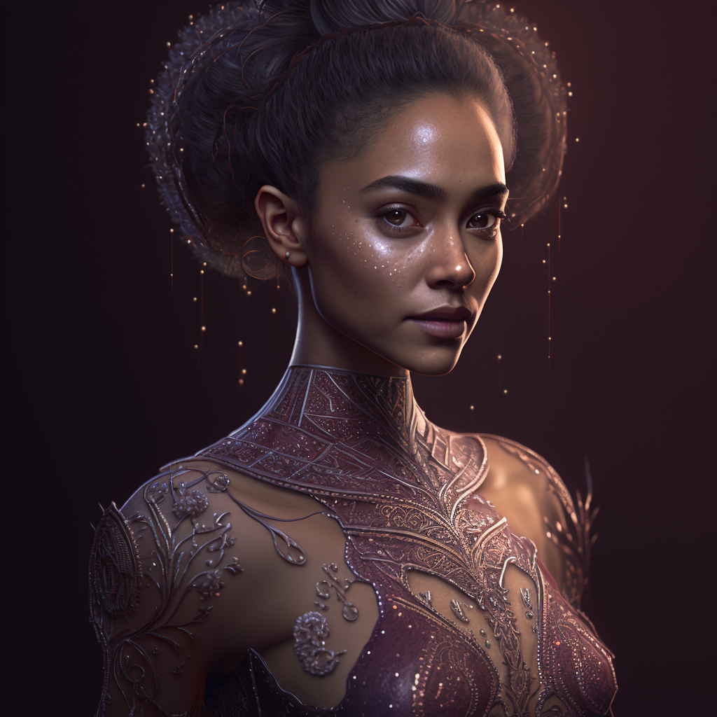 AI Midjourney Prompt for People - Realistic Fantasy Woman in Gown