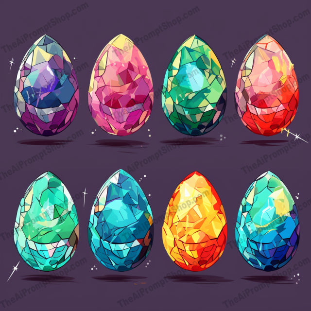 AI Midjourney Prompt for Colored Crystal Easter Eggs