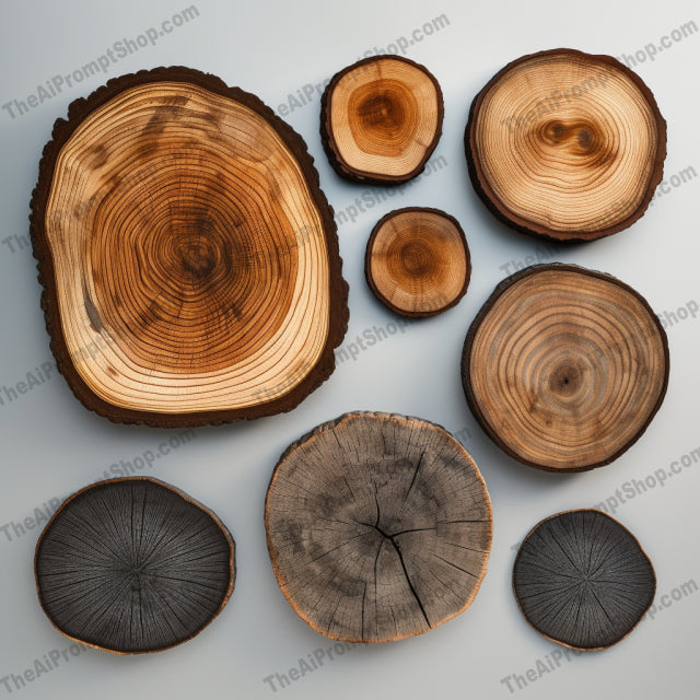 AI Midjourney Prompt for Isometrics - B286s -  Solid and Structured Tree Slices