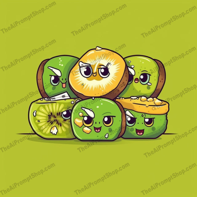 AI Midjourney Prompt for Kiwi Sushi Cartoons