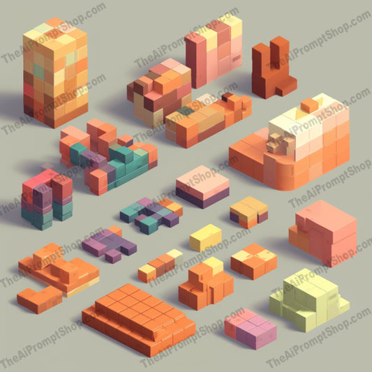 AI Midjourney Prompt for Pixelated Colorful Blocks