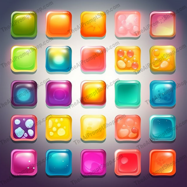 AI Midjourney Prompt for Colorful Square Icons