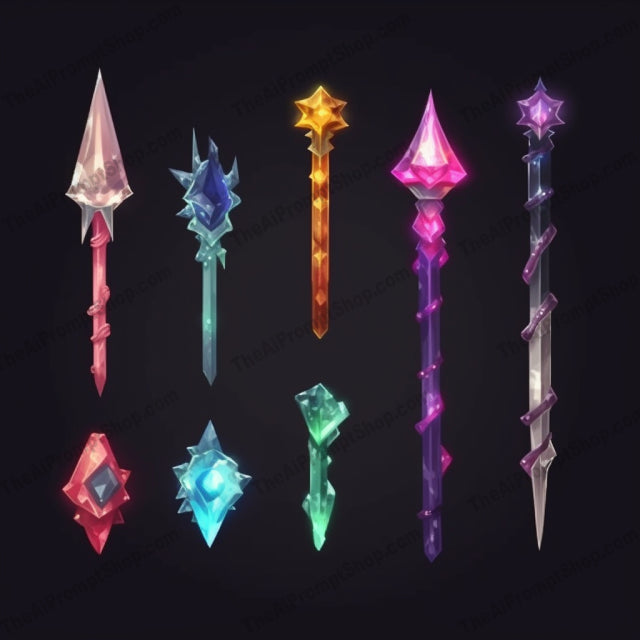 AI Midjourney Prompt for Low Poly Magical Weapons with Bioluminescence