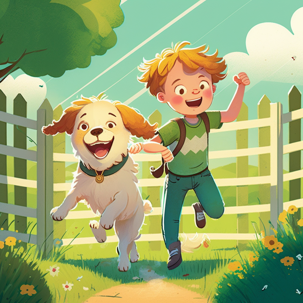 AI Midjourney Prompt for Storybook Illustrations -  Kids and Dogs