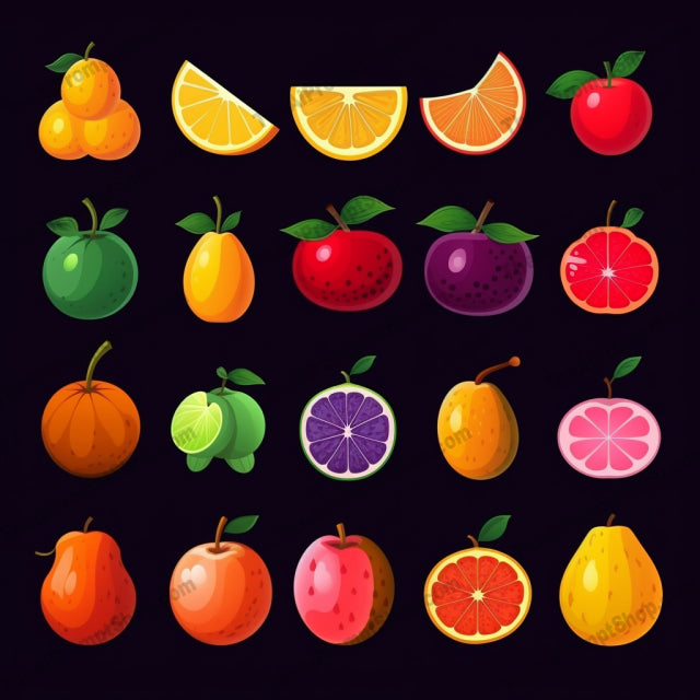 AI Midjourney Prompt for Fruit Collection Icons