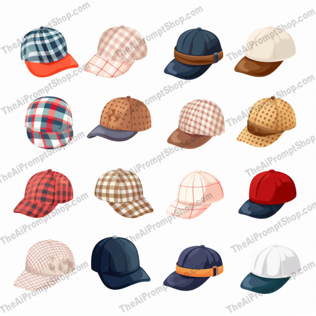 AI Midjourney Prompt for Clothing And Accessories - B266s -  Playful Hat Set