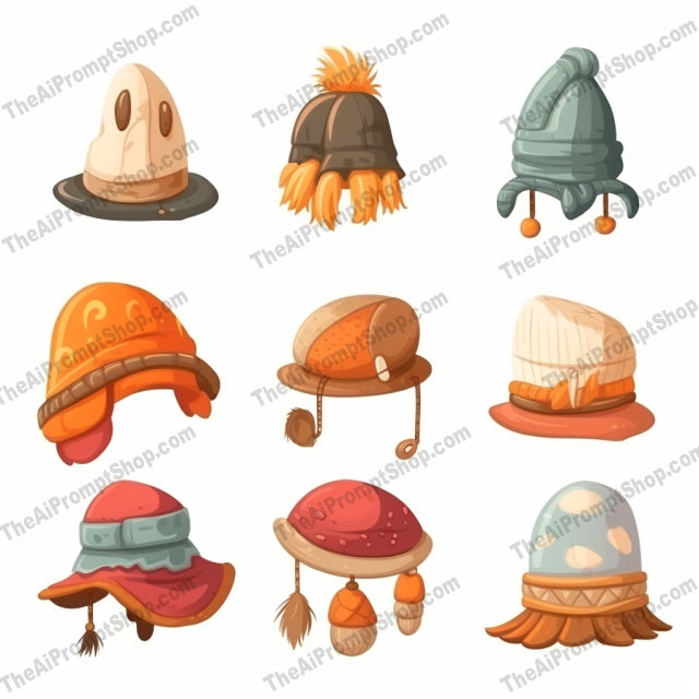 AI Midjourney Prompt for Clothing And Accessories - B268s -  Cartoonish Hats