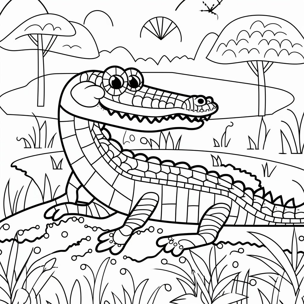 AI Midjourney Prompt for Coloring Page - Bold Farm Animal Coloring